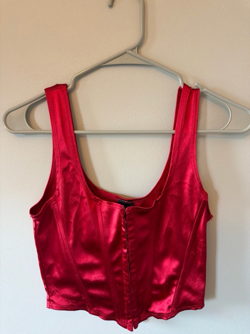 Windsor Red Satin Corset-Style Tank